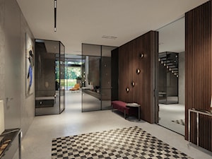 House 750 - Duży brązowy szary hol / przedpokój, styl nowoczesny - zdjęcie od Katarzyna Kraszewska Architektura Wnętrz