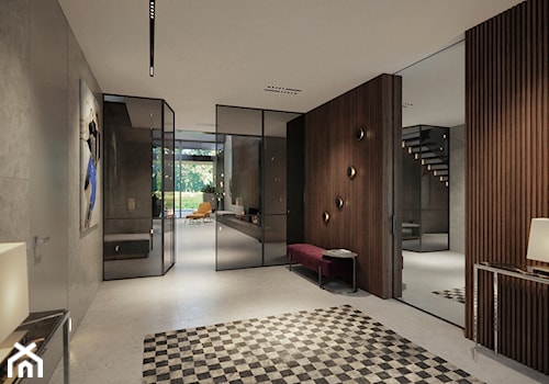 House 750 - Duży brązowy szary hol / przedpokój, styl nowoczesny - zdjęcie od Katarzyna Kraszewska Architektura Wnętrz