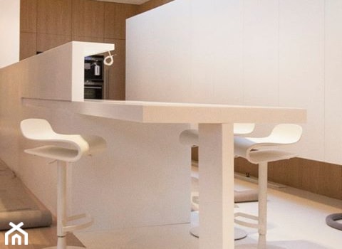 Projekt Domu w Iławie - Średnia otwarta biała z zabudowaną lodówką kuchnia w kształcie litery u, styl nowoczesny - zdjęcie od Katarzyna Kraszewska Architektura Wnętrz
