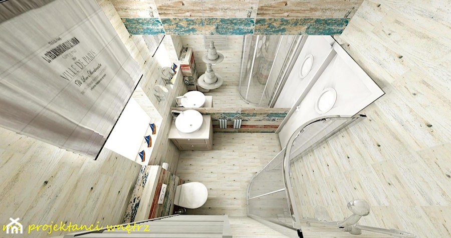 Mała łazienka w stylu marynistycznym. - zdjęcie od m2projektanci