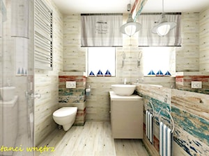 Mała łazienka w stylu marynistycznym. - zdjęcie od m2projektanci