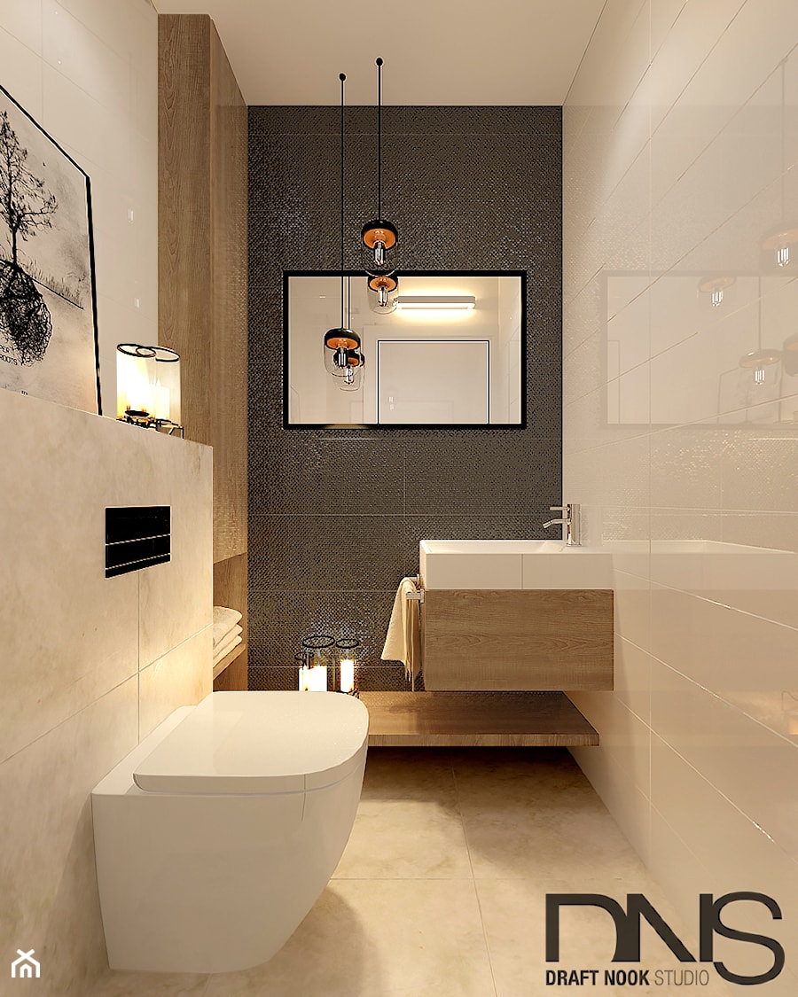 Łazienka 3 - Mała na poddaszu bez okna łazienka, styl nowoczesny - zdjęcie od Draft Nook Studio Daria Gołębiowska