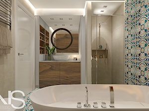 Łazienka 4 - Średnia na poddaszu bez okna z punktowym oświetleniem łazienka, styl tradycyjny - zdjęcie od Draft Nook Studio Daria Gołębiowska