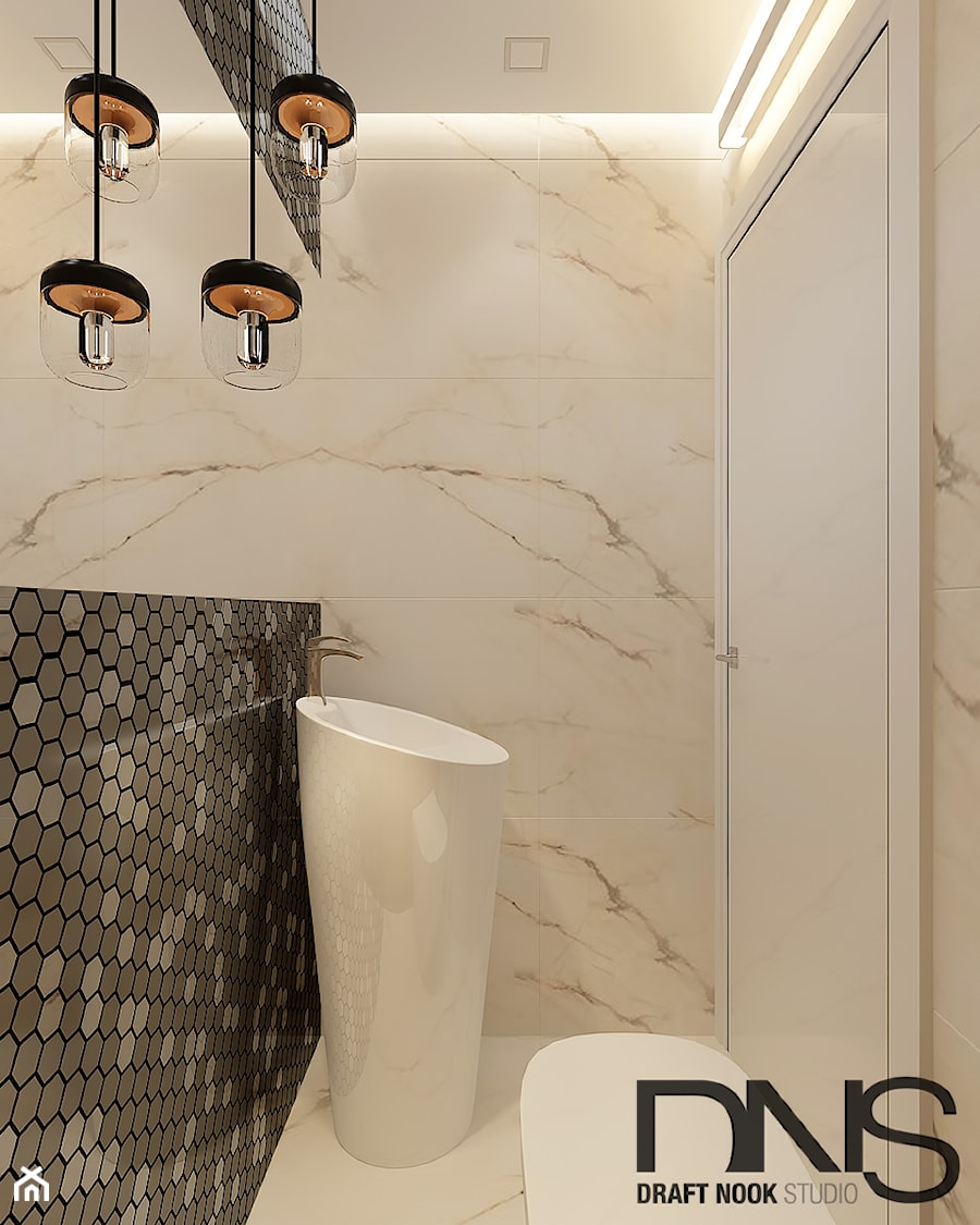 Łazienka 3 - Mała z marmurową podłogą łazienka, styl nowoczesny - zdjęcie od Draft Nook Studio Daria Gołębiowska