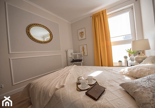 Sypialnia w stylu eklektycznym - Mała szara sypialnia, styl nowoczesny - zdjęcie od YES4DESIGN