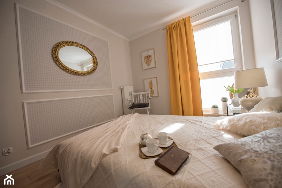 Sypialnia w stylu eklektycznym - Mała szara sypialnia, styl nowoczesny - zdjęcie od YES4DESIGN - Homebook