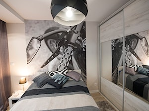 Sypialnia dla mężczyzny - Mała szara sypialnia, styl nowoczesny - zdjęcie od YES4DESIGN