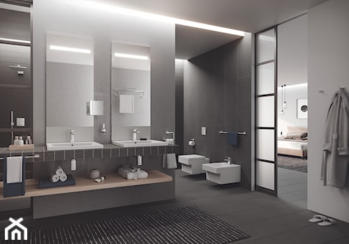 Łazienka - Duża bez okna z lustrem z dwoma umywalkami łazienka, styl nowoczesny - zdjęcie od GROHE