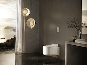 Toalety myjące - Średnia z lustrem z punktowym oświetleniem łazienka z oknem, styl minimalistyczny - zdjęcie od GROHE