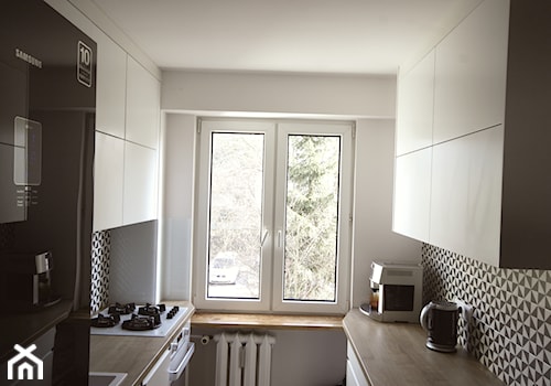 Mieszkanie Olsztyn - realizacja projektu - Kuchnia z oknem, styl nowoczesny - zdjęcie od Monika Deptuła Projektant Wnętrz