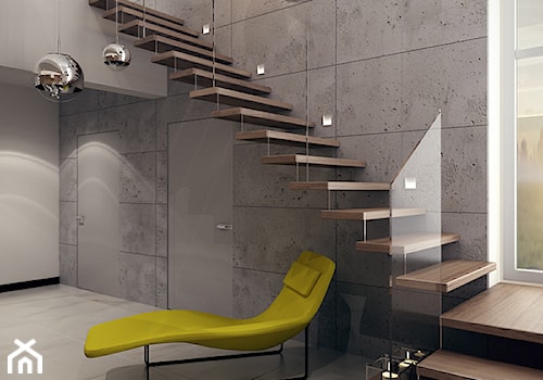 Schody jednobiegowe drewniane - zdjęcie od OMCD Architects
