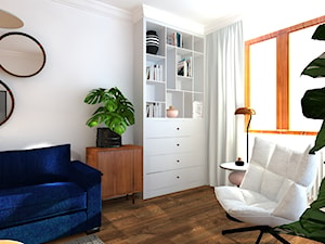 Mieszkanie w stylu Mid-century modern - Mały biały salon, styl skandynawski - zdjęcie od Base Architekci