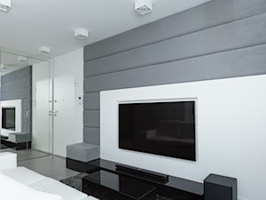 Mieszkanie z miłości do betonu - Duża biała szara sypialnia, styl nowoczesny - zdjęcie od Base Architekci