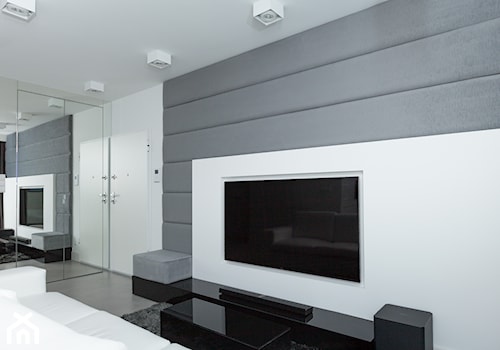 Mieszkanie z miłości do betonu - Duża biała szara sypialnia, styl nowoczesny - zdjęcie od Base Architekci
