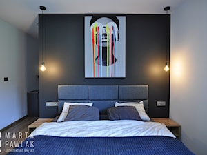 Dom Jednorodzinny Wisła - realizacja - Średnia biała szara sypialnia, styl industrialny - zdjęcie od MARTA PAWLAK ARCHITEKTURA WNĘTRZ