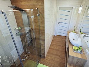 Dom Jednorodzinny Kowale - Średnia bez okna z lustrem łazienka, styl nowoczesny - zdjęcie od MARTA PAWLAK ARCHITEKTURA WNĘTRZ