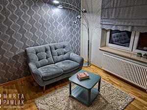 Dom jednorodzinny Pierściec - realizacja - Małe w osobnym pomieszczeniu z sofą szare biuro, styl tradycyjny - zdjęcie od MARTA PAWLAK ARCHITEKTURA WNĘTRZ