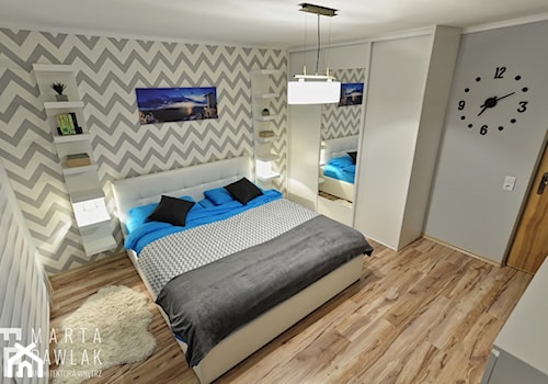 Dom jednorodzinny Pruchna - realizacja - Średnia szara sypialnia, styl skandynawski - zdjęcie od MARTA PAWLAK ARCHITEKTURA WNĘTRZ