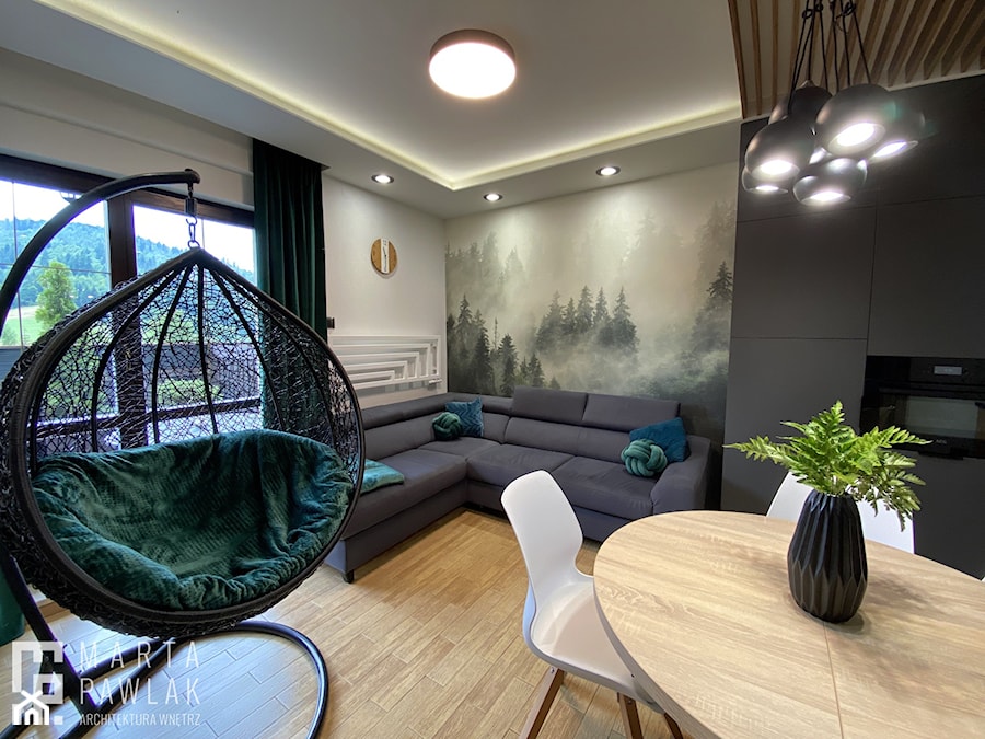 Apartament Wisła Czarne - Salon, styl industrialny - zdjęcie od MARTA PAWLAK ARCHITEKTURA WNĘTRZ