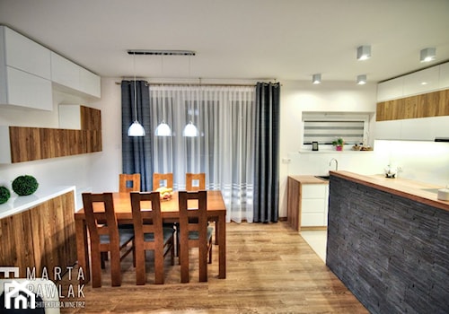 Mieszkanie Dąbrowa Górnicza - realizacja - Średnia szara jadalnia w kuchni, styl nowoczesny - zdjęcie od MARTA PAWLAK ARCHITEKTURA WNĘTRZ