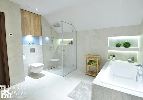 Dom Jednorodzinny Wisła - realizacja - Średnia na poddaszu łazienka, styl industrialny - zdjęcie od MARTA PAWLAK ARCHITEKTURA WNĘTRZ