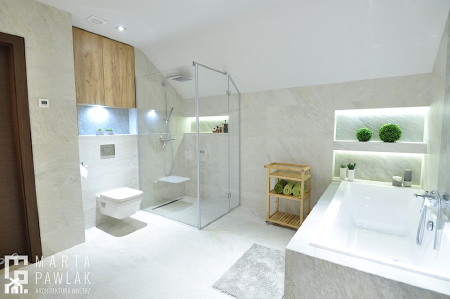 Dom Jednorodzinny Wisła - realizacja - Średnia na poddaszu łazienka, styl industrialny - zdjęcie od MARTA PAWLAK ARCHITEKTURA WNĘTRZ
