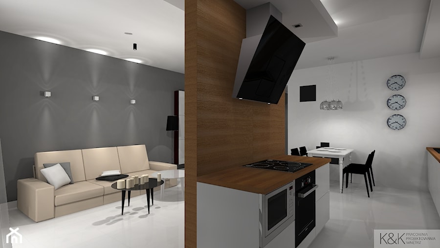 Projekt nowoczesnego mieszkania w Zielonej Górze - Kuchnia, styl nowoczesny - zdjęcie od K&K Pracownia Projektowania Wnętrz