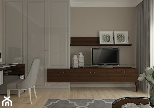 Klasyka w nowym wydaniu - Duża szara z biurkiem sypialnia, styl tradycyjny - zdjęcie od MOTIF DESIGN