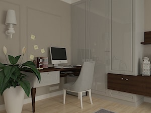 Klasyka w nowym wydaniu - Mała szara z biurkiem sypialnia, styl tradycyjny - zdjęcie od MOTIF DESIGN