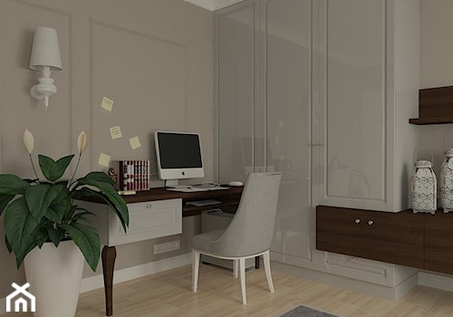 Klasyka w nowym wydaniu - Mała szara z biurkiem sypialnia, styl tradycyjny - zdjęcie od MOTIF DESIGN