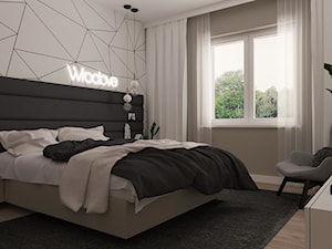 Dom jednorodzinny we Wrocławiu - Średnia szara sypialnia, styl nowoczesny - zdjęcie od MOTIF DESIGN
