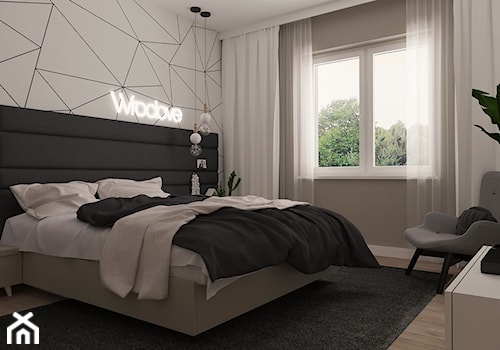 Dom jednorodzinny we Wrocławiu - Średnia szara sypialnia, styl nowoczesny - zdjęcie od MOTIF DESIGN