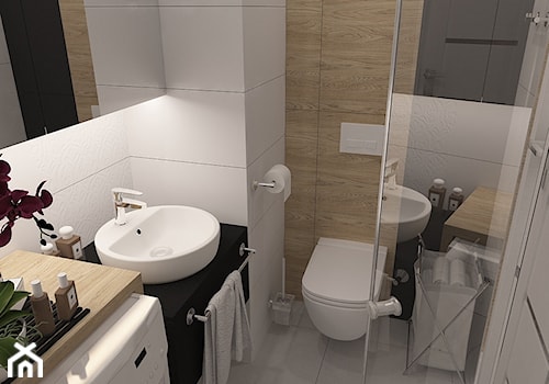 Łazienka w bloku 3 m2 - Średnia bez okna z lustrem łazienka, styl nowoczesny - zdjęcie od MOTIF DESIGN