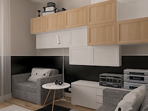 Projekt wnętrza Wieruszów - Małe w osobnym pomieszczeniu z sofą czarne szare biuro, styl nowoczesny - zdjęcie od MOTIF DESIGN