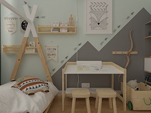 Polna-Północ - Mały szary pokój dziecka dla dziecka dla nastolatka dla chłopca dla dziewczynki, styl skandynawski - zdjęcie od MOTIF DESIGN