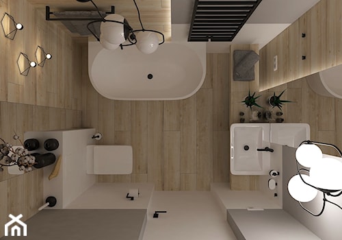 Dom jednorodzinny we Wrocławiu - Mała bez okna z lustrem łazienka, styl nowoczesny - zdjęcie od MOTIF DESIGN