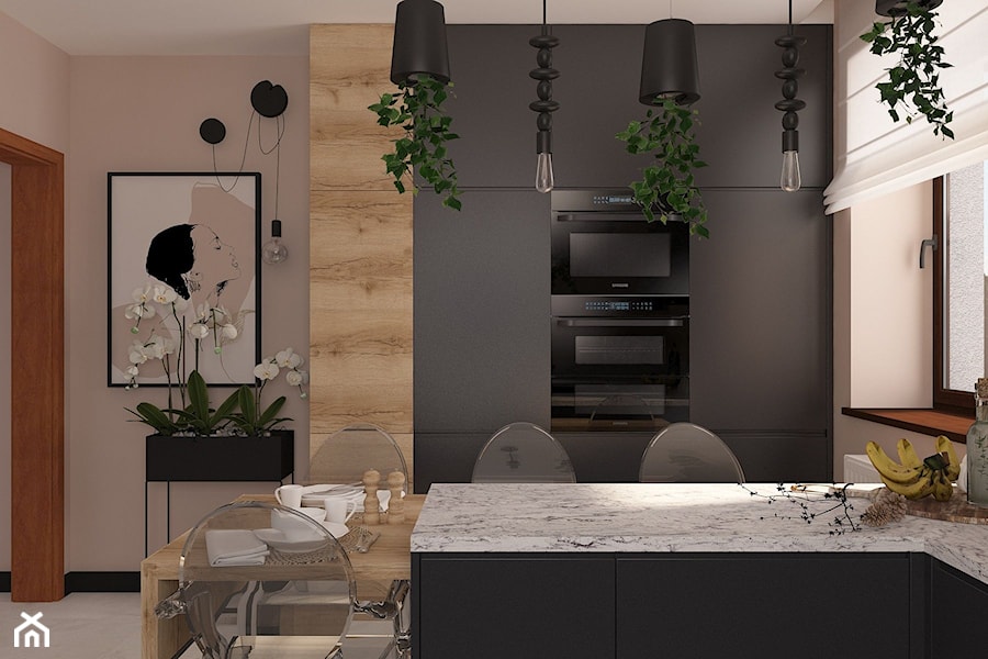 Projekt kuchni w dwóch wersjach bieli i czerni - zdjęcie od MOTIF DESIGN