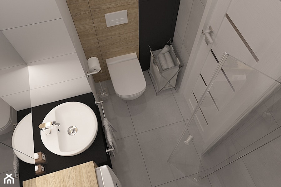 Łazienka w bloku 3 m2 - Mała na poddaszu bez okna z pralką / suszarką z lustrem łazienka, styl nowoczesny - zdjęcie od MOTIF DESIGN