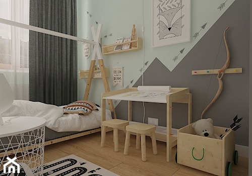 Polna-Północ - Mały szary pokój dziecka dla dziecka dla chłopca dla dziewczynki, styl skandynawski - zdjęcie od MOTIF DESIGN