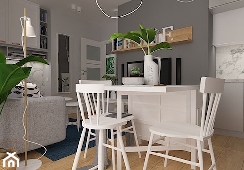 Polna-Północ - Mała szara jadalnia w salonie w kuchni, styl skandynawski - zdjęcie od MOTIF DESIGN