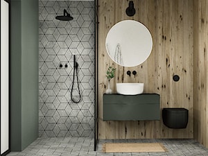 Projekt wnętrza poniemieckiego domu 200m2 we Wrocławiu - Średnia łazienka, styl nowoczesny - zdjęcie od troomono