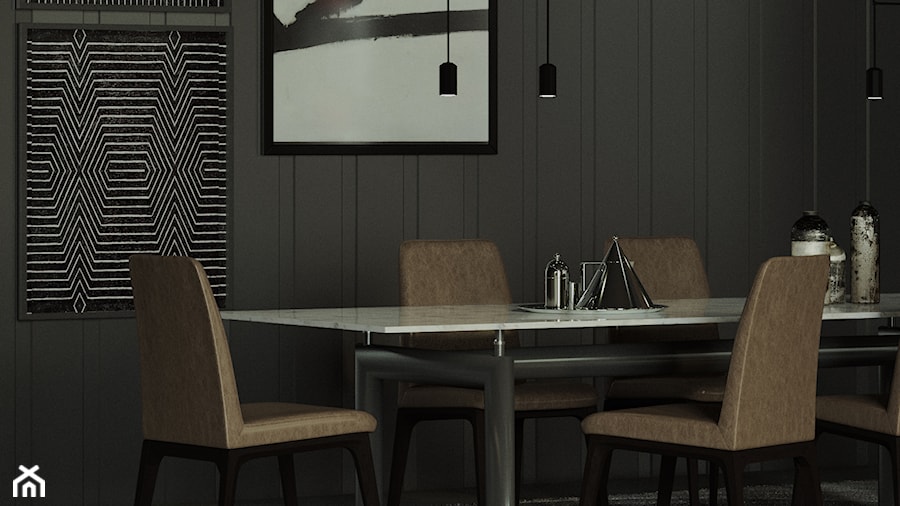 Mała czarna jadalnia jako osobne pomieszczenie, styl nowoczesny - zdjęcie od troomono