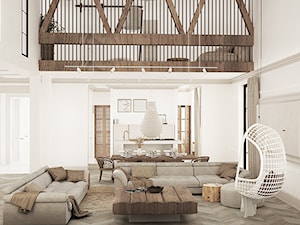 Projekt wnętrza domu jednorodzinnego 210m2- Kościan - Salon, styl nowoczesny - zdjęcie od troomono