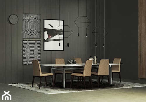 Duża czarna jadalnia jako osobne pomieszczenie, styl nowoczesny - zdjęcie od troomono