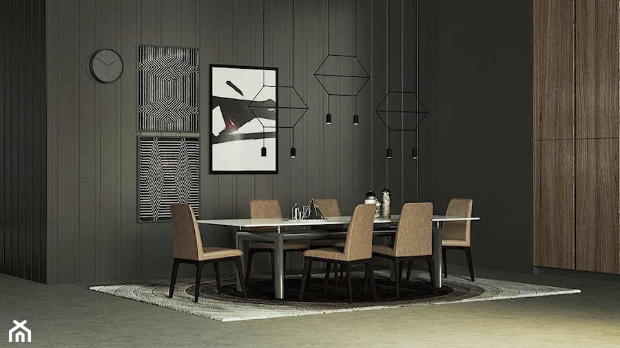 Duża czarna jadalnia jako osobne pomieszczenie, styl nowoczesny - zdjęcie od troomono