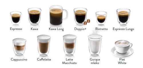 <p>Z jego pomocą napijesz się: <strong>espresso, espresso lungo, czarnej kawy, ristretto, doppio+, kawy long, cappuccino, latte macchiato, latte oraz flat white</strong>.</p>
<p>Tak duża rozpiętość rodzajów napojów wymaga też regulowanej wysokości adaptera. Możesz przesuwać go w zależności od tego, czy masz zamiar wypić espresso z niewielkiej filiżanki (od 84 cm) czy latte z wysokiej szklanki (do 135 mm). Dzięki regulacji napój nie rozpryskuje się poza filiżankę, a warstwy kawy zawsze są idealne.</p>
