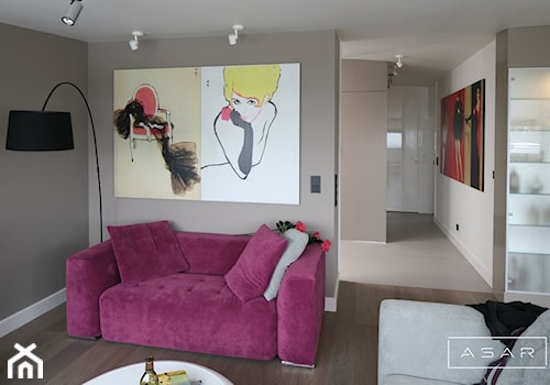 Apartament Sopot I - Mały beżowy salon, styl nowoczesny - zdjęcie od ASAR projekt
