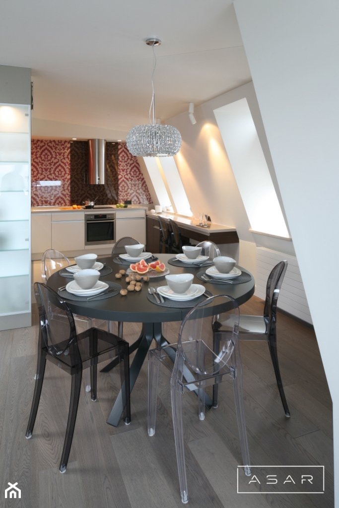 Apartament Sopot I - Średnia szara jadalnia w kuchni, styl nowoczesny - zdjęcie od ASAR projekt