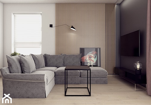 UniFlat (mieszkanie do wynajęcia) - Mały czarny szary salon, styl nowoczesny - zdjęcie od NORMY