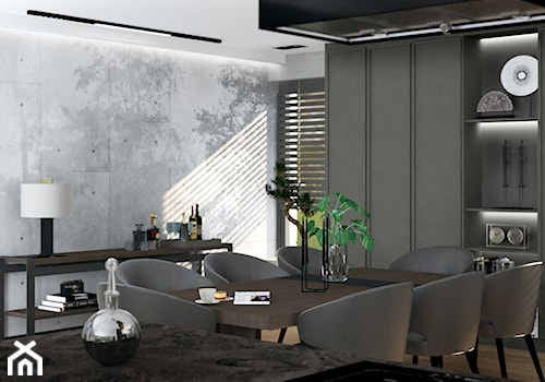 Wyjątkowy - Średnia szara jadalnia w salonie, styl nowoczesny - zdjęcie od Fossil Studio